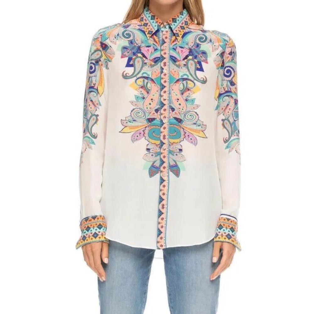 Maximalist Robert‎ Graham Silk Blend Paisley Size Small Long Sleeve Button Down